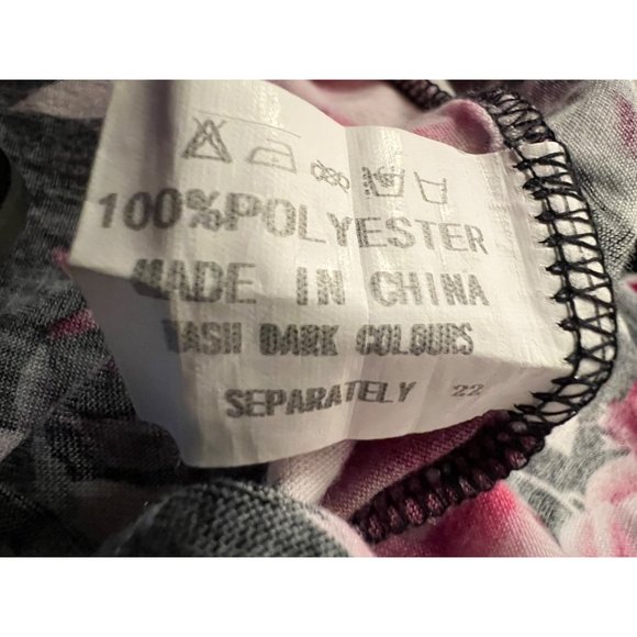 Nemido Women's Dress Size 26 Black Pink Floral Midi Short Sleeve Round Neck Pock - Picture 13 of 13